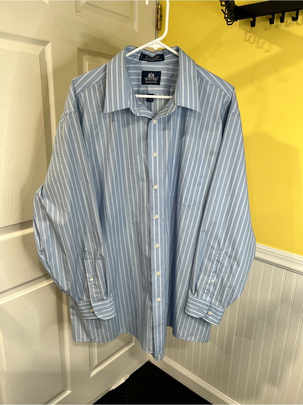 Stafford Light Blue and White Striped Men's Dress Shirt